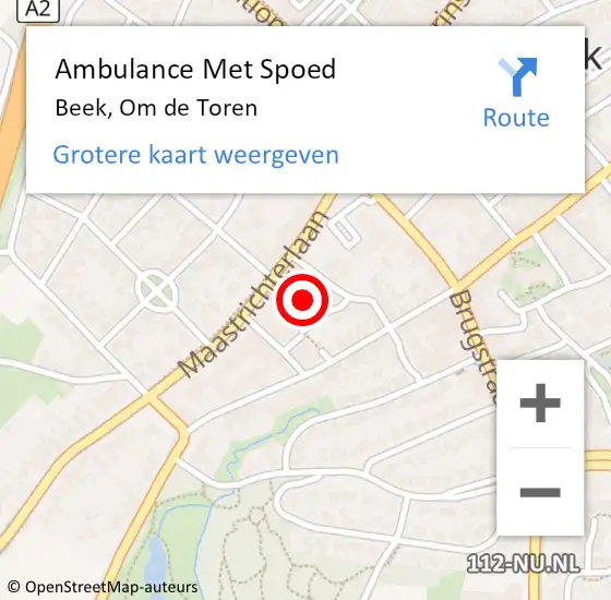 Locatie op kaart van de 112 melding: Ambulance Met Spoed Naar Beek, Om de Toren op 17 januari 2015 17:29