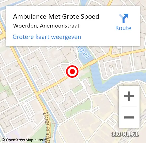 Locatie op kaart van de 112 melding: Ambulance Met Grote Spoed Naar Woerden, Anemoonstraat op 17 januari 2015 17:52