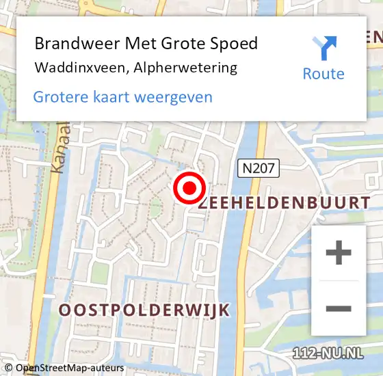 Locatie op kaart van de 112 melding: Brandweer Met Grote Spoed Naar Waddinxveen, Alpherwetering op 17 januari 2015 18:27