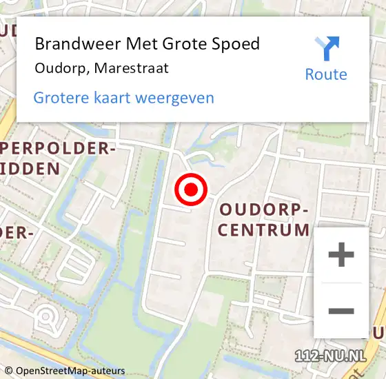 Locatie op kaart van de 112 melding: Brandweer Met Grote Spoed Naar Oudorp, Marestraat op 17 januari 2015 18:31