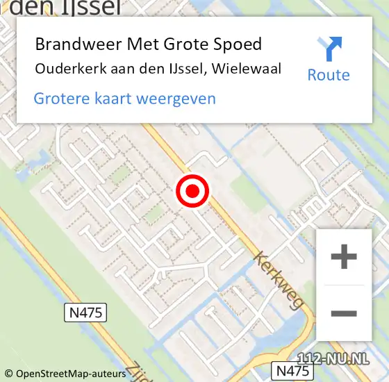 Locatie op kaart van de 112 melding: Brandweer Met Grote Spoed Naar Ouderkerk aan den IJssel, Wielewaal op 17 januari 2015 19:44