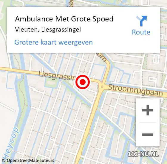 Locatie op kaart van de 112 melding: Ambulance Met Grote Spoed Naar Vleuten, Liesgrassingel op 17 januari 2015 19:57