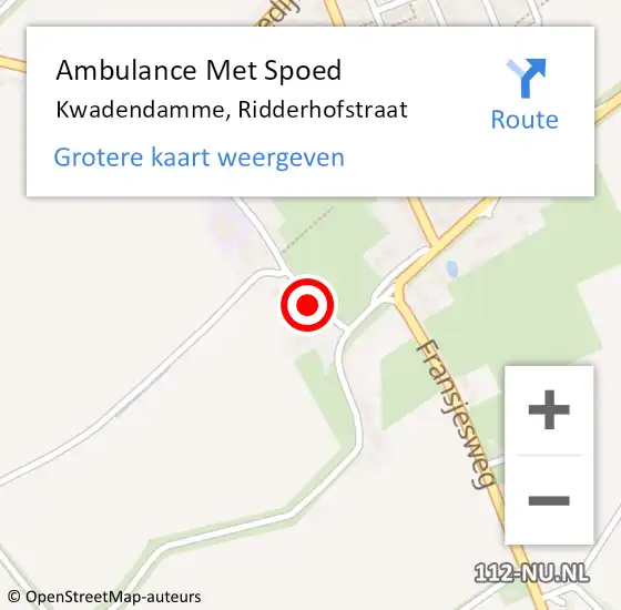 Locatie op kaart van de 112 melding: Ambulance Met Spoed Naar Kwadendamme, Ridderhofstraat op 17 januari 2015 20:52