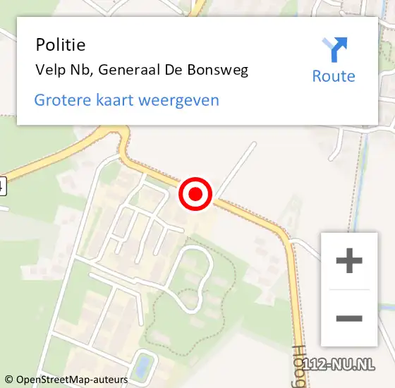 Locatie op kaart van de 112 melding: Politie Velp Nb, Generaal d. Bonsweg op 28 oktober 2013 07:14