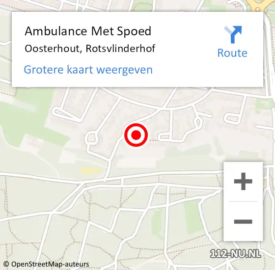 Locatie op kaart van de 112 melding: Ambulance Met Spoed Naar Oosterhout, Rotsvlinderhof op 17 januari 2015 22:16