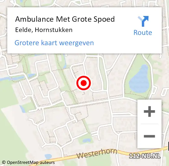 Locatie op kaart van de 112 melding: Ambulance Met Grote Spoed Naar Eelde, Hornstukken op 17 januari 2015 22:42