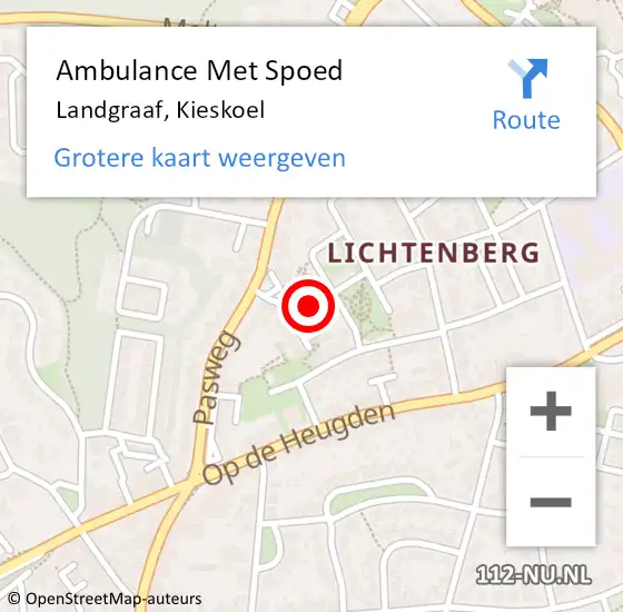 Locatie op kaart van de 112 melding: Ambulance Met Spoed Naar Landgraaf, Kieskoel op 17 januari 2015 23:08