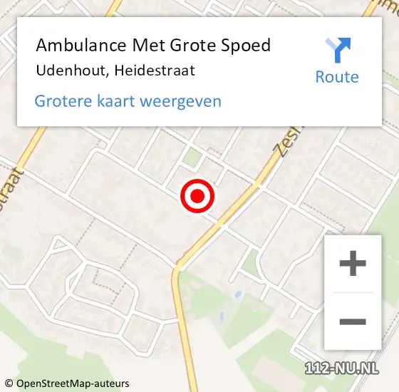 Locatie op kaart van de 112 melding: Ambulance Met Grote Spoed Naar Udenhout, Heidestraat op 17 januari 2015 23:30