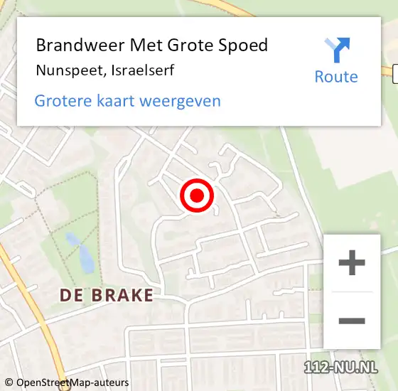 Locatie op kaart van de 112 melding: Brandweer Met Grote Spoed Naar Nunspeet, Israelserf op 17 januari 2015 23:37