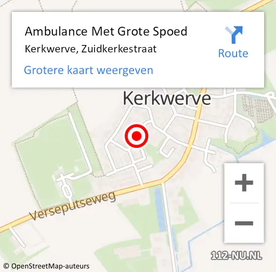 Locatie op kaart van de 112 melding: Ambulance Met Grote Spoed Naar Kerkwerve, Zuidkerkestraat op 17 januari 2015 23:41