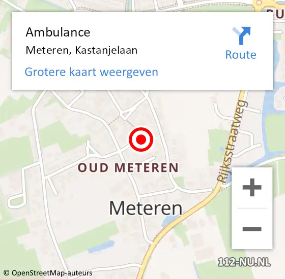 Locatie op kaart van de 112 melding: Ambulance Meteren, Kastanjelaan op 18 januari 2015 00:42