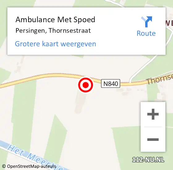 Locatie op kaart van de 112 melding: Ambulance Met Spoed Naar Persingen, Thornsestraat op 18 januari 2015 02:00