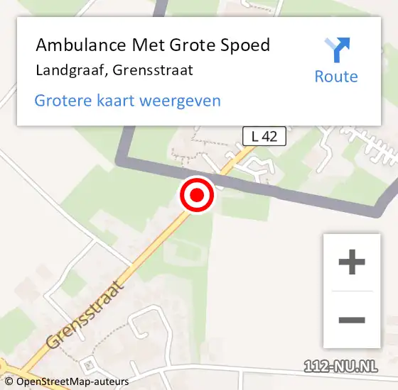 Locatie op kaart van de 112 melding: Ambulance Met Grote Spoed Naar Landgraaf, Grensstraat op 18 januari 2015 02:52