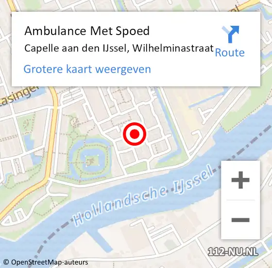 Locatie op kaart van de 112 melding: Ambulance Met Spoed Naar Capelle aan den IJssel, Wilhelminastraat op 18 januari 2015 03:00