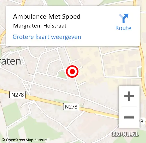 Locatie op kaart van de 112 melding: Ambulance Met Spoed Naar Margraten, Holstraat op 18 januari 2015 03:17