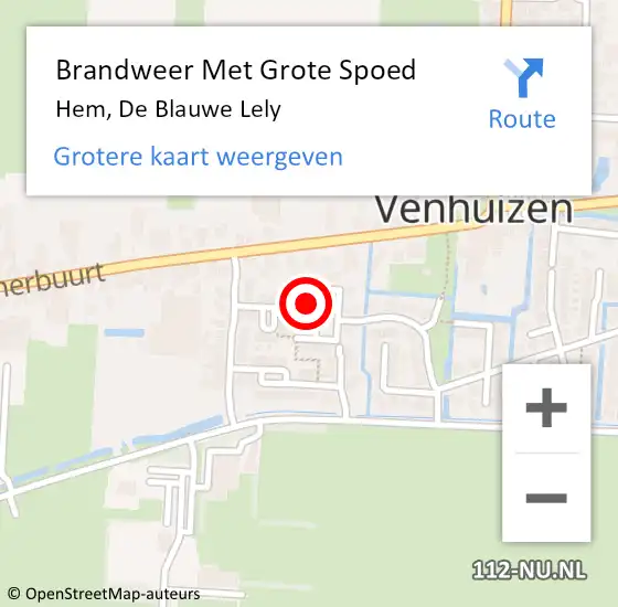 Locatie op kaart van de 112 melding: Brandweer Met Grote Spoed Naar Hem, De Blauwe Lely op 18 januari 2015 05:58