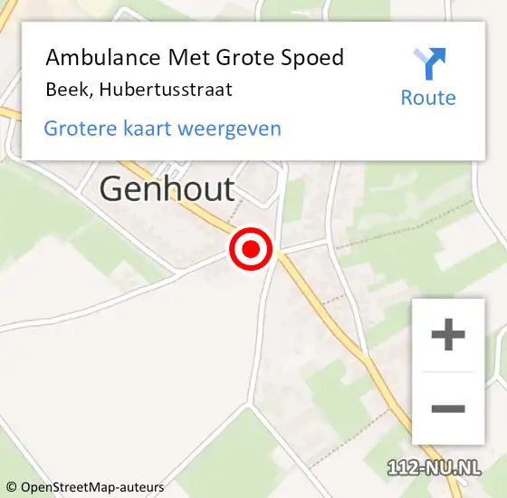 Locatie op kaart van de 112 melding: Ambulance Met Grote Spoed Naar Beek, Hubertusstraat op 18 januari 2015 06:31