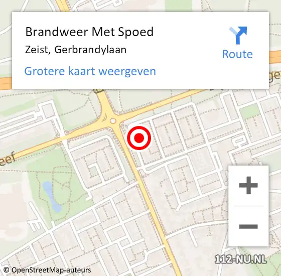 Locatie op kaart van de 112 melding: Brandweer Met Spoed Naar Zeist, Gerbrandylaan op 18 januari 2015 07:19