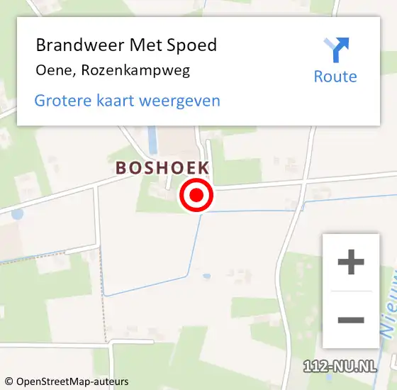 Locatie op kaart van de 112 melding: Brandweer Met Spoed Naar Oene, Rozenkampweg op 28 oktober 2013 07:34