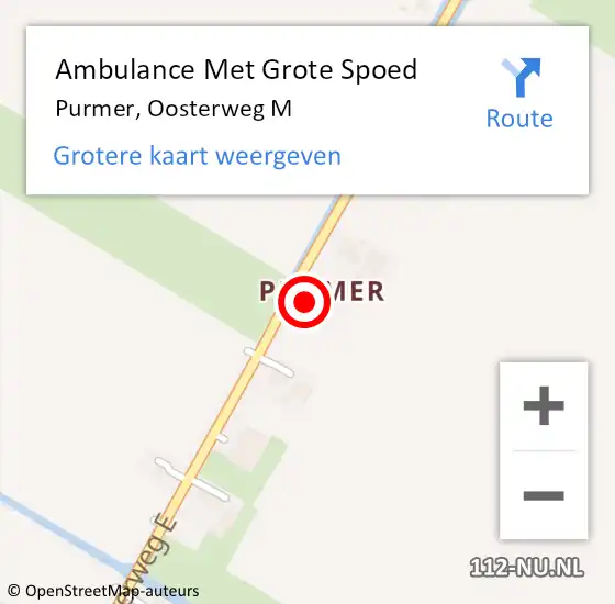 Locatie op kaart van de 112 melding: Ambulance Met Grote Spoed Naar Purmer, Oosterweg M op 18 januari 2015 08:24