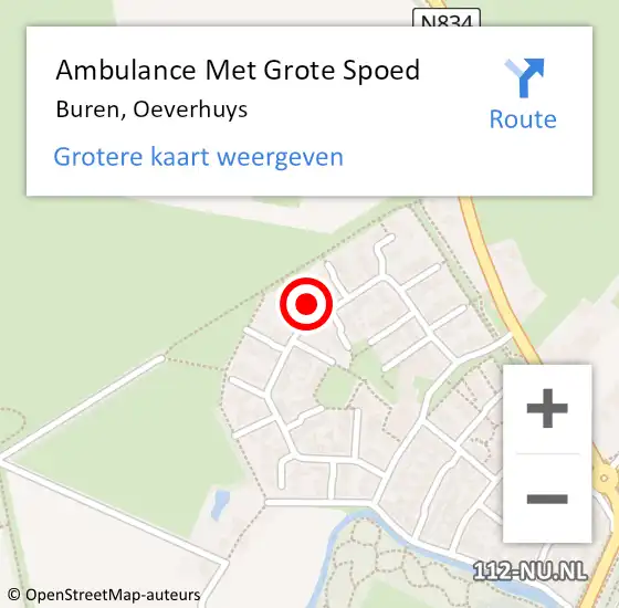 Locatie op kaart van de 112 melding: Ambulance Met Grote Spoed Naar Buren, Oeverhuys op 18 januari 2015 09:02