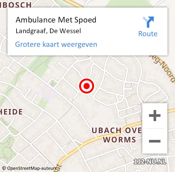 Locatie op kaart van de 112 melding: Ambulance Met Spoed Naar Landgraaf, De Wessel op 18 januari 2015 09:35