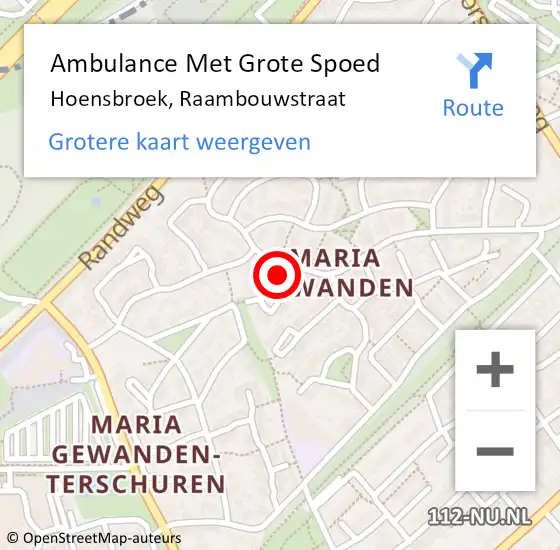 Locatie op kaart van de 112 melding: Ambulance Met Grote Spoed Naar Hoensbroek, Raambouwstraat op 18 januari 2015 10:29