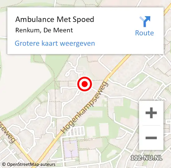 Locatie op kaart van de 112 melding: Ambulance Met Spoed Naar Renkum, De Meent op 18 januari 2015 11:22