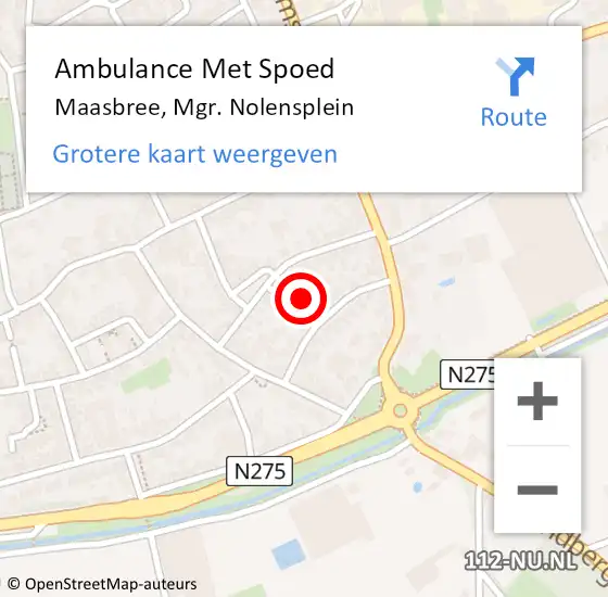 Locatie op kaart van de 112 melding: Ambulance Met Spoed Naar Maasbree, Mgr. Nolensplein op 18 januari 2015 11:27