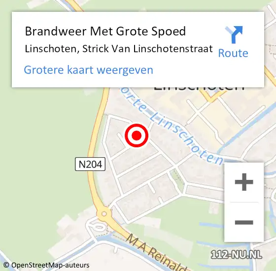 Locatie op kaart van de 112 melding: Brandweer Met Grote Spoed Naar Linschoten, Strick Van Linschotenstraat op 18 januari 2015 11:28