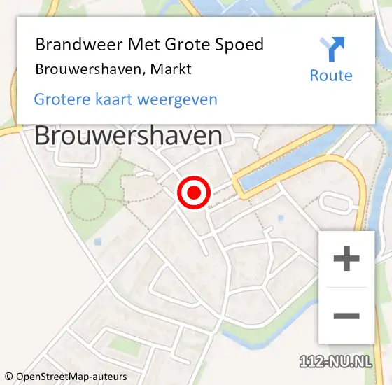 Locatie op kaart van de 112 melding: Brandweer Met Grote Spoed Naar Brouwershaven, Markt op 18 januari 2015 12:14