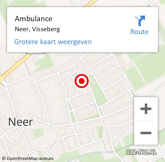 Locatie op kaart van de 112 melding: Ambulance Neer, Visseberg op 18 januari 2015 12:19