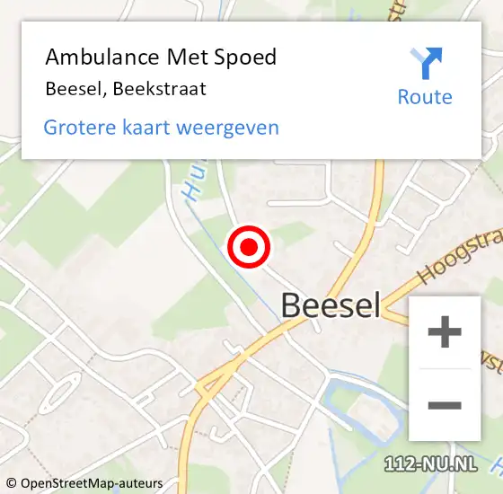 Locatie op kaart van de 112 melding: Ambulance Met Spoed Naar Beesel, Beekstraat op 18 januari 2015 13:37