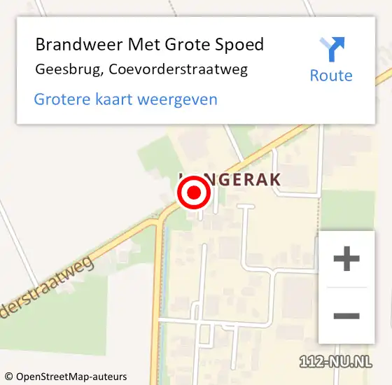 Locatie op kaart van de 112 melding: Brandweer Met Grote Spoed Naar Geesbrug, Coevorderstraatweg op 18 januari 2015 14:33