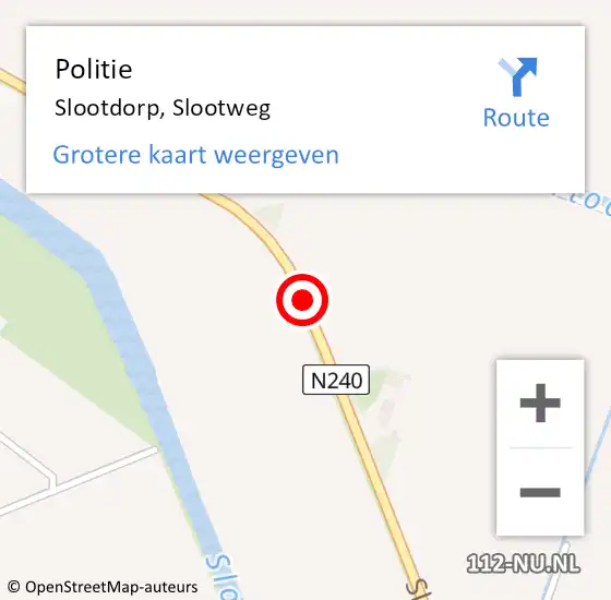 Locatie op kaart van de 112 melding: Politie Slootdorp, Slootweg op 18 januari 2015 15:02