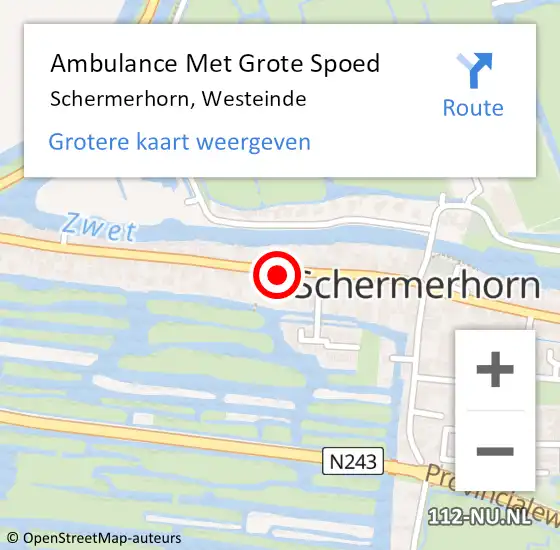 Locatie op kaart van de 112 melding: Ambulance Met Grote Spoed Naar Schermerhorn, Westeinde op 18 januari 2015 16:19