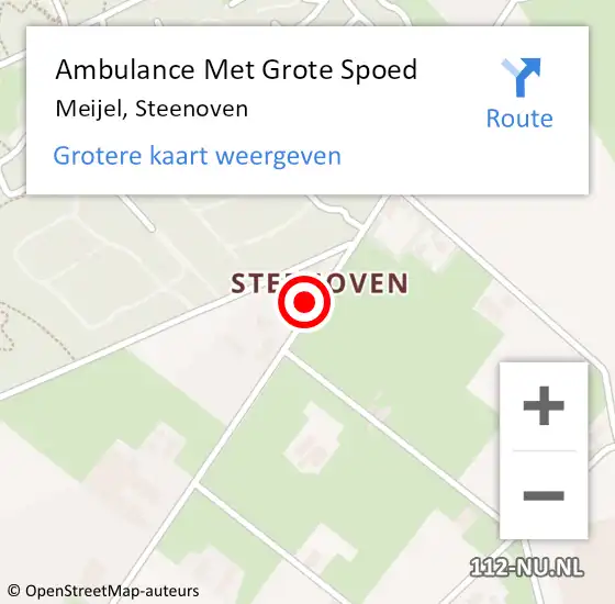 Locatie op kaart van de 112 melding: Ambulance Met Grote Spoed Naar Meijel, Steenoven op 18 januari 2015 16:28