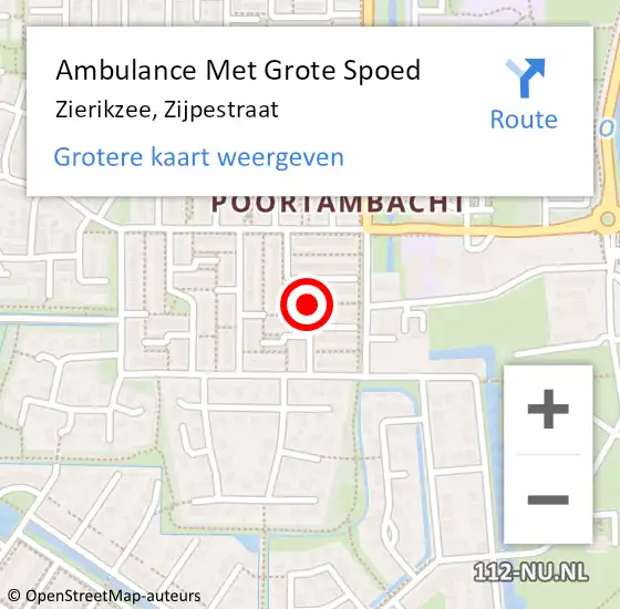 Locatie op kaart van de 112 melding: Ambulance Met Grote Spoed Naar Zierikzee, Zijpestraat op 18 januari 2015 16:47