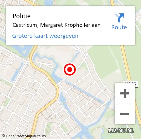 Locatie op kaart van de 112 melding: Politie Castricum, Margaret Krophollerlaan op 18 januari 2015 17:06