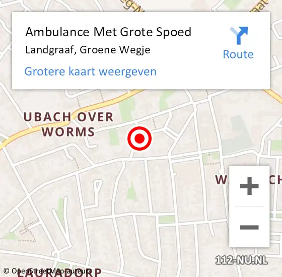 Locatie op kaart van de 112 melding: Ambulance Met Grote Spoed Naar Landgraaf, Groene Wegje op 18 januari 2015 17:23