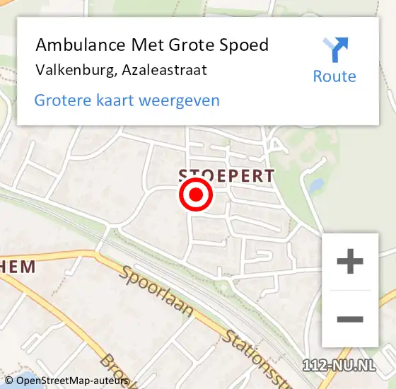 Locatie op kaart van de 112 melding: Ambulance Met Grote Spoed Naar Valkenburg, Azaleastraat op 18 januari 2015 18:16