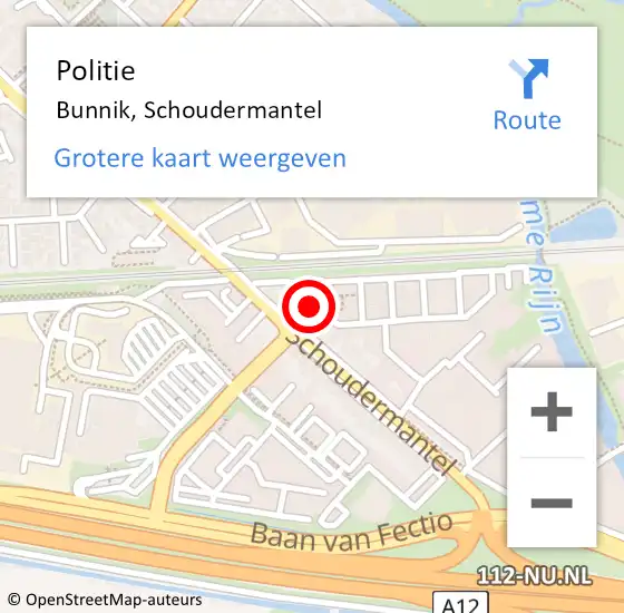 Locatie op kaart van de 112 melding: Politie Bunnik, Schoudermantel op 18 januari 2015 18:16