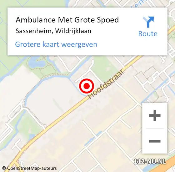 Locatie op kaart van de 112 melding: Ambulance Met Grote Spoed Naar Sassenheim, Wildrijklaan op 18 januari 2015 18:30