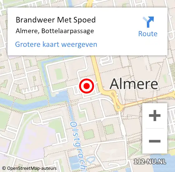 Locatie op kaart van de 112 melding: Brandweer Met Spoed Naar Almere, Bottelaarpassage op 18 januari 2015 18:56