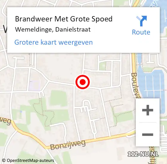 Locatie op kaart van de 112 melding: Brandweer Met Grote Spoed Naar Wemeldinge, Danielstraat op 18 januari 2015 19:05