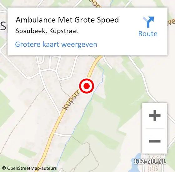 Locatie op kaart van de 112 melding: Ambulance Met Grote Spoed Naar Spaubeek, Kupstraat op 18 januari 2015 19:39