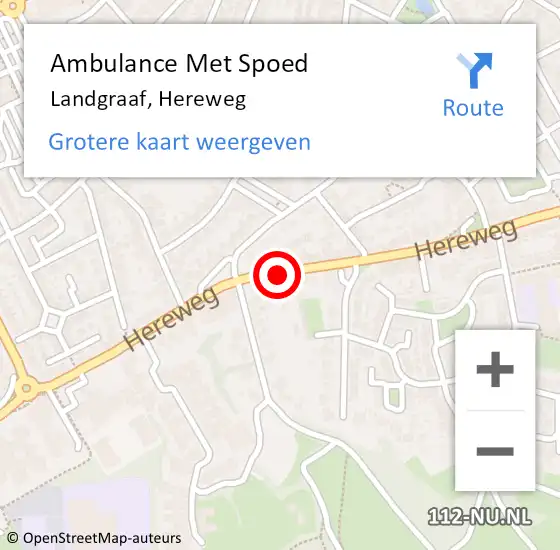 Locatie op kaart van de 112 melding: Ambulance Met Spoed Naar Landgraaf, Hereweg op 18 januari 2015 19:44