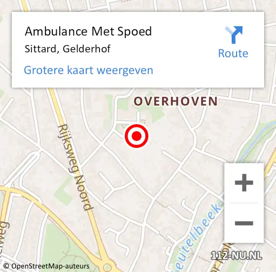 Locatie op kaart van de 112 melding: Ambulance Met Spoed Naar Sittard, Gelderhof op 18 januari 2015 19:55