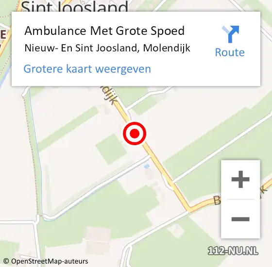 Locatie op kaart van de 112 melding: Ambulance Met Grote Spoed Naar Nieuw- En Sint Joosland, Molendijk op 18 januari 2015 20:21