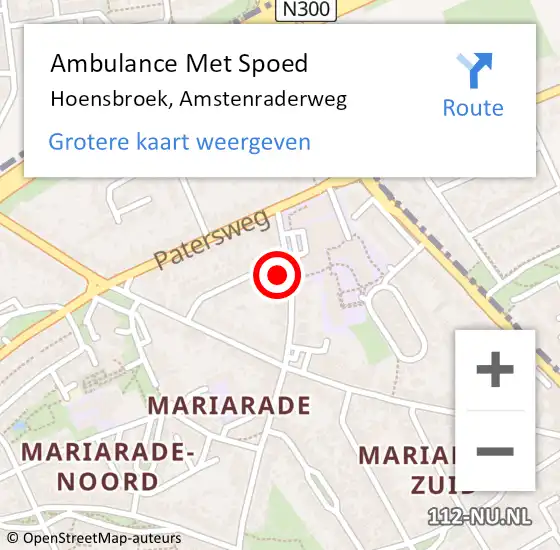 Locatie op kaart van de 112 melding: Ambulance Met Spoed Naar Hoensbroek, Amstenraderweg op 18 januari 2015 20:38